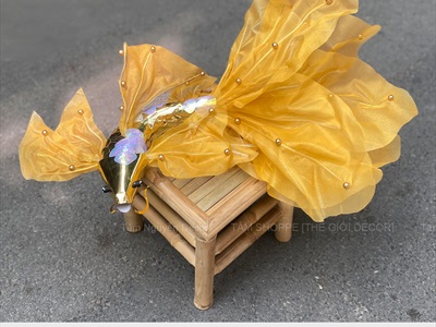 Mô hình cá chép decor thân xốp gắn ngọc [Dáng thon - Nhiều màu] mình 28cm D60cm TCV-CA-07